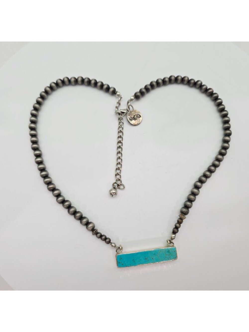 Women's Faux Navajo Pearl Turquoise Bar Necklace 18" - Picture 8 of 9